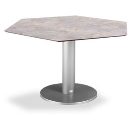 Tisch Turin, sechseckig, 120 x 140 cm, Schenkellänge 70 cm, Edelstahl-Look/anitk Produktbild