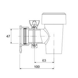 Entleerhahn Kochkessel Ø 47 mm O-Ring dichtend Ausladung 100 mm Messing Produktbild 2 S