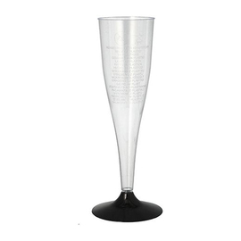 Sektglas PS klar | Fuß schwarz 0,1 ltr mit Eichstrich | Einweg Produktbild