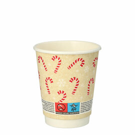Trinkbecher Einweg PLA-beschichtet Candy Canes 200 ml Ø 80 mm Produktbild