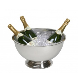 Sektkübel | Champagnerkübel BOWL mit Fuß Edelstahl Ø 390 mm | passend für mehrere Flaschen Produktbild 1 S