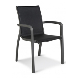 Armlehnstuhl | Gartensessel SUNSET • schwarz stapelbar | Sitzhöhe 450 mm Produktbild