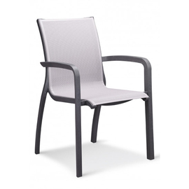 Armlehnstuhl | Gartensessel SUNSET • schwarz | grau stapelbar | Sitzhöhe 450 mm Produktbild