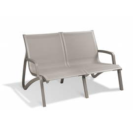 Lounge-Sofa | 2-Sitzer SUNSET mit Armlehnen • silber | grau | Sitzhöhe 380 mm Produktbild