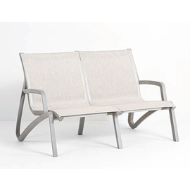 Lounge-Sofa | 2-Sitzer SUNSET mit Armlehnen • silber | beige | Sitzhöhe 380  mm