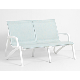 Lounge-Sofa | 2-Sitzer SUNSET mit Armlehnen • weiß | türkis | Sitzhöhe 380 mm Produktbild