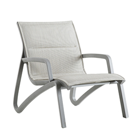 Lounge-Sessel SUNSET CONFORT mit Armlehnen • silber | beige | 610 mm x 830 mm H 890 mm | Sitzhöhe 380 mm Produktbild