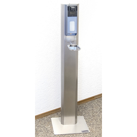 Hygiene-Säule | Desinfektionsspender HSC-CNS Edelstahl Aluminium mit Armhebel abschließbar 500 ml 320 mm x 320 mm H 1100 mm Produktbild