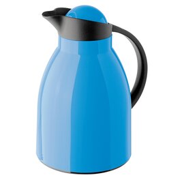 Isolierkanne HAWAII 1 ltr blau | schwarz glänzend Glaseinsatz Drehverschluss  H 240 mm Produktbild