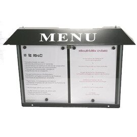 B-WARE | Menükartenhalter NORMANDIE Wandmontage schwarz mit Beleuchtung 2 Seiten (A4)  H 400 mm Produktbild