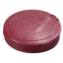 Tortilla-Wärmebehälter, Ø 18 cm, rot, Azteken-Stil, dickwandiges Polypropylen, temperaturbeständig bis 85°C, Klappdeckel, stapelbar, spülmaschinenfest Produktbild