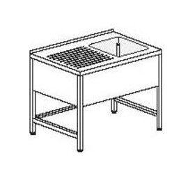 Gewerbe-Spültisch mit Abtropffläche links 1 Becken | 500 x 500 x 250 mm L 1300 mm B 700 mm Produktbild