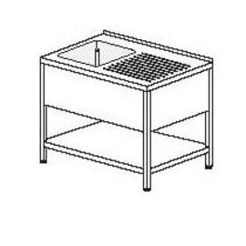 Gewerbe-Spültisch mit Abtropffläche rechts 1 Becken | 500 x 400 x 250 mm mit Grundboden L 1000 mm B 600 mm Produktbild