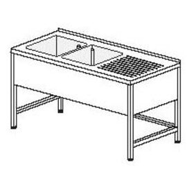 Gewerbe-Spültisch mit Abtropffläche rechts 2 Becken | 400 x 500 x 250 mm L 1500 mm B 700 mm Produktbild