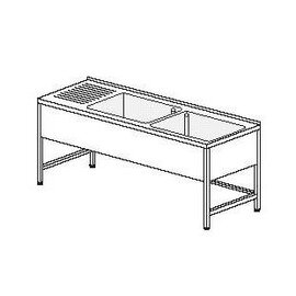 Spültisch mit Abtropffläche links 2 Becken | 800 x 500 x 400 mm L 2400 mm B 700 mm Produktbild