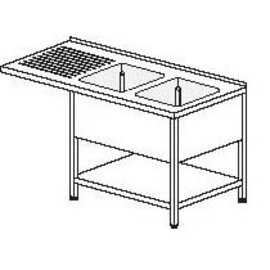 Spülcenter Abtropffläche links | 2 Becken | Grundboden L 1400 mm B 600 mm Produktbild