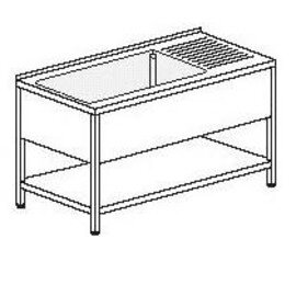 Gewerbe-Spültisch | Abtropffläche rechts | 1 Becken 860 x 500 x 350 mm | Grundboden L 1500 mm x 700 mm Produktbild