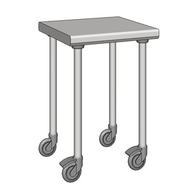 Arbeitstisch Edelstahl fahrbar 600 mm x 600 mm H 900 mm Produktbild