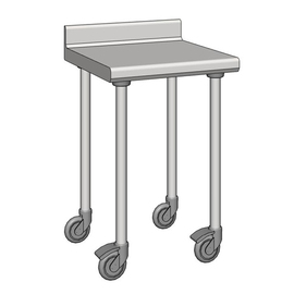 Arbeitstisch Edelstahl fahrbar Aufkantung 100 mm hinten 600 mm x 600 mm H 900 mm Produktbild