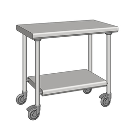 Arbeitstisch Edelstahl fahrbar mit Grundboden 600 mm x 1000 mm H 900 mm Produktbild