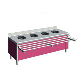 Vorsortiertisch Kinder Edelstahl aluminiumfarben  L 2260 mm  B 600 mm  H 720 mm | 4 Abfallschächte Produktbild