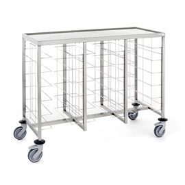 Tablettwagen für 18 Tabletts à 320 - 370 mm | Abstellfläche oben | Rollenausführung Polyamid Produktbild