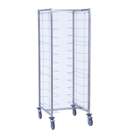 Tablettwagen für 24 Tabletts à 400 - 480 mm | Längseinschub | Rollenausführung Polyamid Produktbild