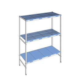 Komplettregal 1750 RB | 3 Ebenen | T 500 mm | L 690 mm | PP Roste Böden blau Produktbild