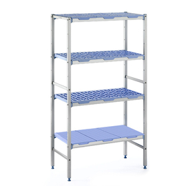 Komplettregal 1750 RB | 4 Ebenen | T 500 mm | L 690 mm | PP Roste Böden blau Produktbild