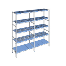 Komplettregal 1750 RB | 5 Ebenen | T 500 mm | L 690 mm | PP Roste Böden blau Produktbild