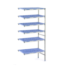 Anbauregal 2050 Roste | 6 Ebenen | T 400 mm | L 649 mm | PP Roste blau Produktbild