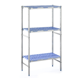 GN-Komplettregal 1750 Roste | 3 Ebenen | T 560 mm | L 690 mm | PP Roste blau Produktbild