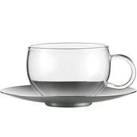 Tasse TEA 200 ml Glas mit Edelstahl-Untertasse  H 69 mm Produktbild