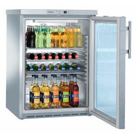 Unterbaufähiges Kühlgerät mit Umluftkühlung, FKUv 1662, mit Edelstahlgehäuse und Glastür, Temperaturbereich: +1°C bis +15°C Produktbild