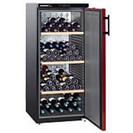 Weinklimaschrank WKr 3211, Vinothek, schwarz/bordeauxrot, Temperaturbereich: +5°C bis +20°C Produktbild