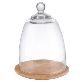 Tablett mit haube Glas Holz | 2-teilig transparent braun Ø 185 mm Produktbild