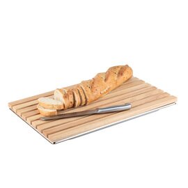 Brotschneidebrett Holz  • Schneidgitter|Auffangtablett | 530 mm  x 325 mm  H 20 mm Produktbild