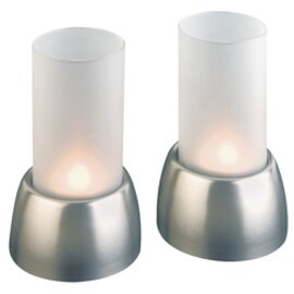 Windlicht 1-flammig mit Teelicht Glas Edelstahl matt  Ø 75 mm  H 125 mm | 2 Stück Produktbild