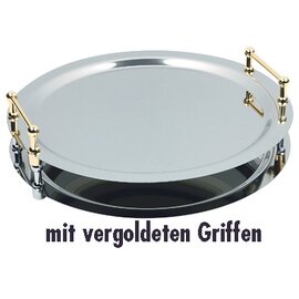 System-Tablett BUFFET-STAR Edelstahl Griffe vergoldet Ø 480 mm  H 40 mm Produktbild