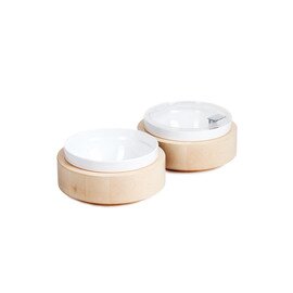 Bowl Box L Basis | Schale | Deckel Kunststoff Holz weiß ahornfarben mit Haube Ø 265 mm  H 60 mm Produktbild