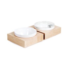 Bowl Box L Basis | Schale | Deckel Kunststoff Holz weiß ahornfarben quadratisch Produktbild