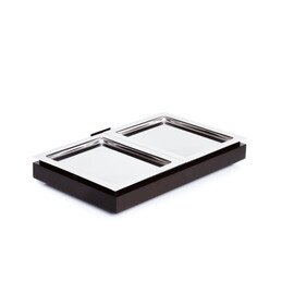 Kühlplatte Set 3 Basis | 2 Tabletts | 1 Akku Edelstahl Holz wengefarben  L 530 mm  B 325 mm  H 85 mm Produktbild