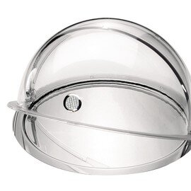 Rolltop-Haube "Diamant", rund, glasklarer Kunststoff, klappbar 90°, mit verchromtem Zinkdruckguß-Griff in Diamant-Optik, SAN Kunststoff, spülmaschinenfest, Ø 38 cm, H 20 cm Produktbild