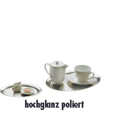 Serviertablett KAFFEEHAUS Edelstahl glänzend | oval 190 mm  x 150 mm Produktbild