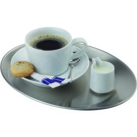 Serviertablett KAFFEEHAUS Edelstahl matt | oval 300 mm  x 230 mm Produktbild