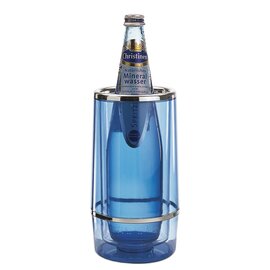 Flaschenkühler Kunststoff Chrom transparent blau doppelwandig  Ø 120 mm  H 230 mm Produktbild