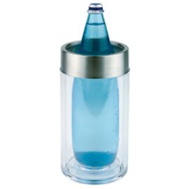 Flaschenkühler Kunststoff Edelstahl klar transparent doppelwandig  Ø 115 mm  H 230 mm Produktbild