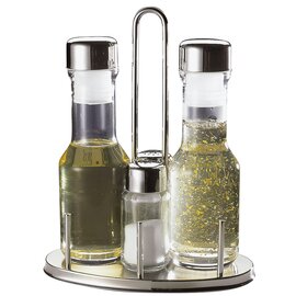 Menage CLASSIC • Essig | Öl | Salz | Pfeffer Glas Edelstahl H 230 mm Produktbild