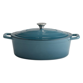 Bräter mit Deckel 5 STARS Gusseisen blau oval 5 ltr Produktbild