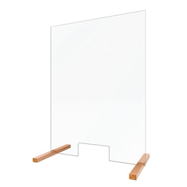 Hygieneschutzwand mit Öffnung | Holzfüße | Scheibengröße 1000 x 750 mm x 410 mm Produktbild